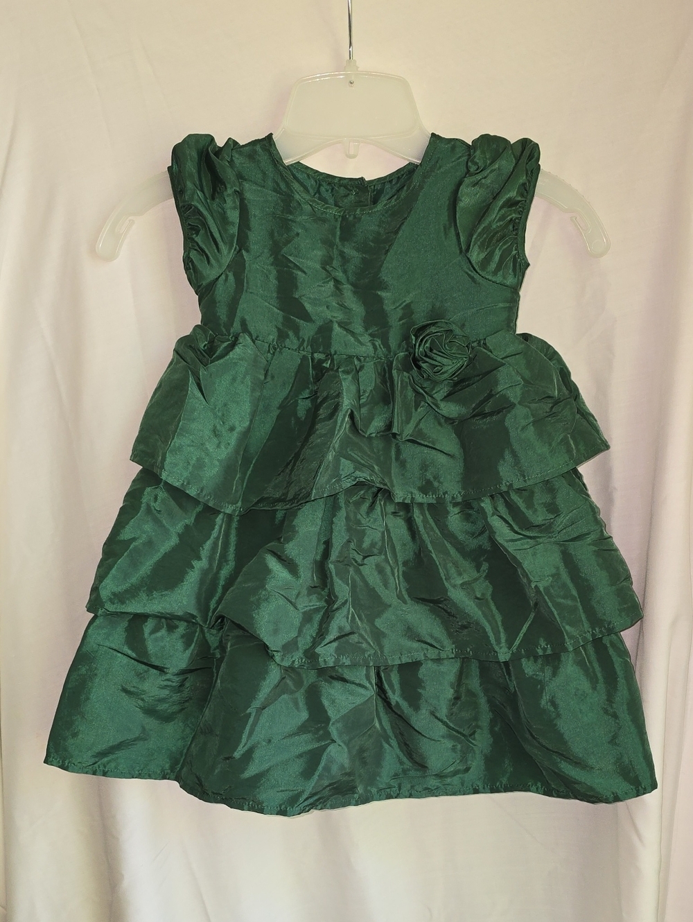 Camilla Emerald Green Tiered Rosette Party Dress for Girls